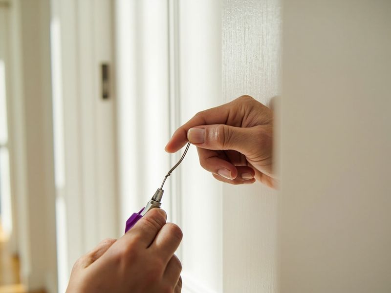 Ouverture d'une porte claquée à l'aide d'un outil fin, sans abîmer la porte